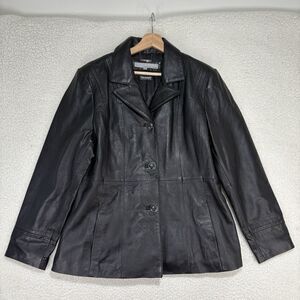 Wilsons Leather Black Leather Button-Front Jacket
